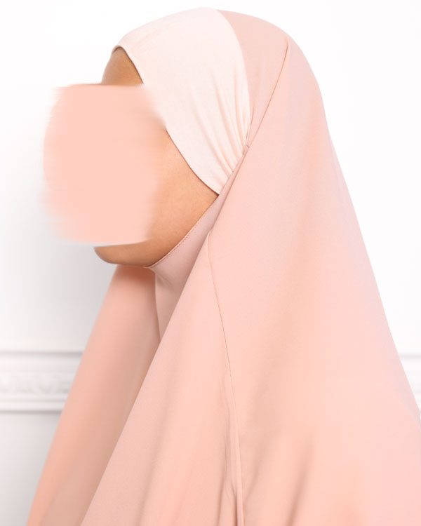 Khimar court en crêpe pointu khimar triangle khimar pas cher mon hijab pas cher rose pêche